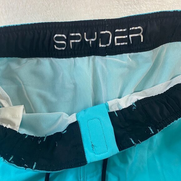 Spyder Mens Swim Trunks Shorts Size M Blue Surf Sand Swimwear Lined Stretch - Picture 6 of 11